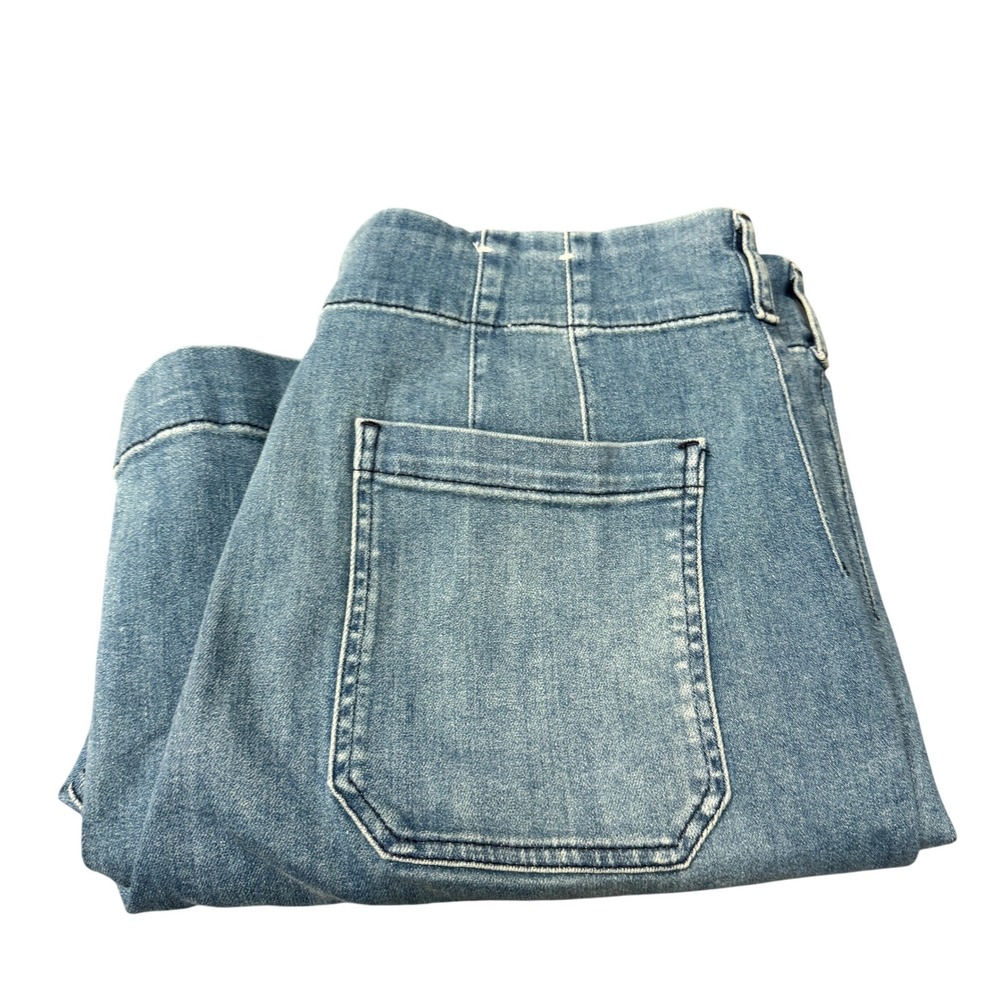 Maeve Jeans Womens 33 The Colette Blue High Rise Cropped Wide Leg Faded Wash